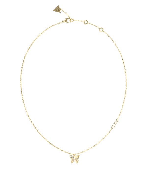 Otkrijte Guess ogrlicu "Chrysalis" u boji žutog zlata s privjeskom leptira i cirkonima. Podesiva i elegantna.
