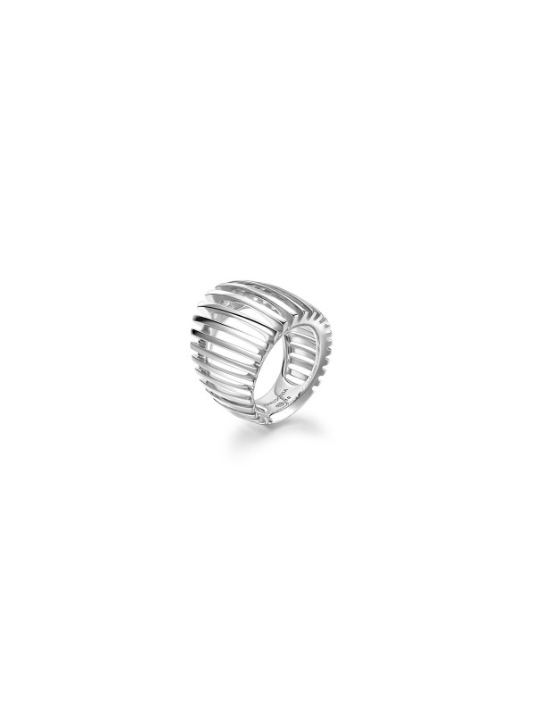 Elegantni PIANEGONDA srebrni prsten DORIFLORA PDOR01A veličine 14, izrađen od srebra 925, kombinuje arhitektonski dizajn i prefinjenu estetiku.