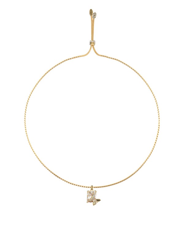 Otkrijte eleganciju sa "CRYSALIS" GUESS ogrlicom od nerđajućeg čelika sa zlatnim tonom i privjeskom leptira.