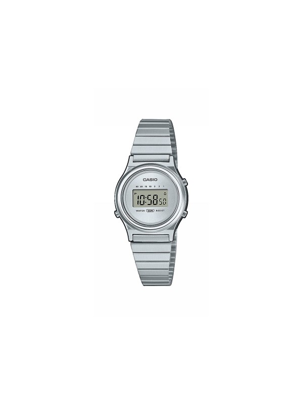 Elegantan Casio Vintage ženski sat LA700WE-7AEF u srebrnoj boji. Minimalistički dizajn, štoperica, alarm, vodootporan. Idealno za svaki dan.